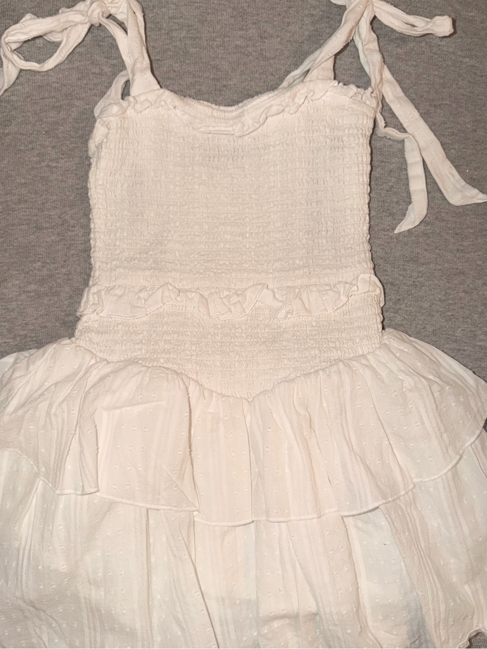 KatieJ NYC White Smocked Tie-Strap Sundress